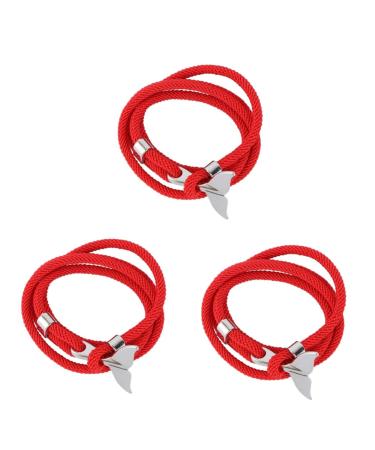 SOIMISS 2 pcs whale tail bracelet fashion jewelry couple jewelry couples bracelets Vintage Nautical Bracelets vintage jewelry Nautical Braided Bracelet Unfading Bracelet Creative Wristband 8x8cmx3pcs Silver Redx3pcs
