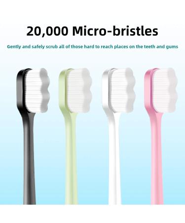 Patelai 8 Pieces Soft Toothbrush Set - Micro Nano Extra Soft Bristles for Gentle Oral Care - Ideal for Adults (Black White Pink Green Handles - Buy Online on GoSupps.com
