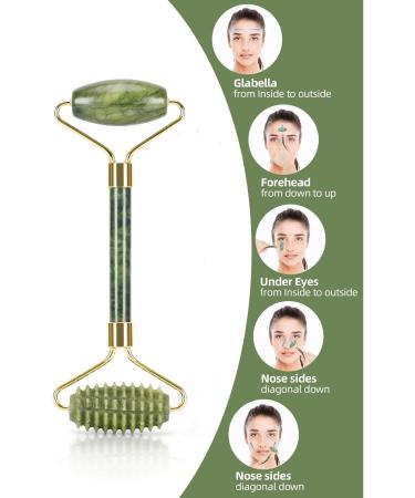 Rose Quartz & Jade Roller Set | Facial Massage Tools for Eye Swelling Skin Tightening & Natural Beauty - Perfect Gift for Women - Buy Online on GoSupps.com