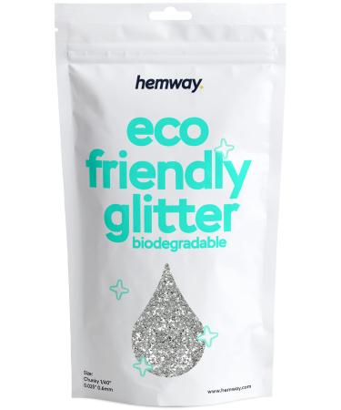 Hemway Biodegradable Eco Body Glitter - Cosmetic Safe - 100g 1/40 Medium - Silver - Buy Online on GoSupps.com