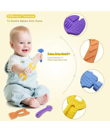 Silicone Teething Toys for Babies 0-12 Months | Baby Teethers to Soothe Sore Gums | Chew Toys for Baby Boys - Buy Online on GoSupps.com