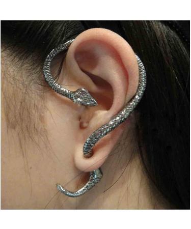 Punk Snake Cuff Earrings | Silver Serpent Ear Climbers | Gothic Clip-on Wrap Jewelry for Women - Buy Online on GoSupps.com