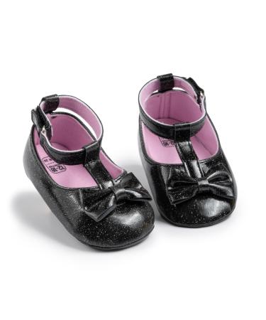 CENCIRILY Baby Girl Mary Jane Shoes Anti-Slip First Walking Bowknot Soft Sole Princess Wedding Dress Flats for 0-18 Month 6-12 Months A03 Black