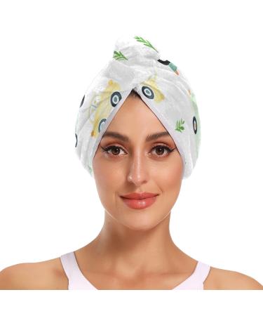 Cute Small Car Vehicle Hair Towel 2 Pack Super Absorbent Hair Drying Towel Quick Dry Hair Turbans Head Towel with Button Twisty Wrap for Women Girls