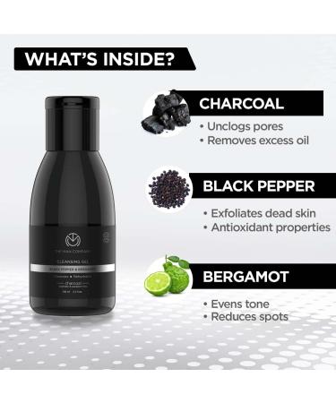 The Man Company Charcoal Cleanser for Oily Skin | Gel Cleanser with Black Pepper & Bergamot | Best Blackhead & Oily Skin Facial Cleanser (3.3 oz) - Shop Internationally - Buy Online on GoSupps.com