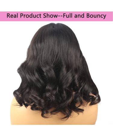 14 Body Wave Lace Front Bob Wig - Brazilian Virgin Human Hair - HD Lace Closure - Pre Plucked - Natural Black Color - 14 Inch (Full & Soft) - Buy Online on GoSupps.com
