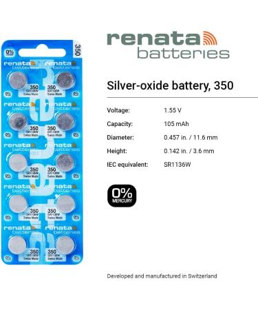Renata 350 / SR1136W Watch Battery - Premium 5 Pack for Long-Lasting Performance | International Shipping Available - Buy Online on GoSupps.com