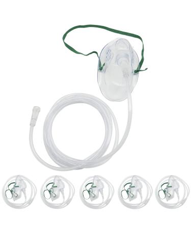 GlobalRoll Oxygen Mask 5 Pack Pediatrics Elongated Oxygen Mask with 7feet Length 6mm Oxygen Tube and Adjustable Elastic Strap DEHP-Free and Latex-Free Materials (for Children M)