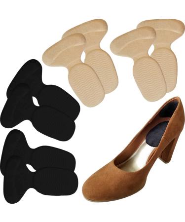 Chiroplax Reusable High Heel Inserts Cushion Pads Metatarsal Back of Heel Cup Liner Protector Grips Anti-Slip Shoe Insoles  4 Pairs (Combo: Beige&Black) Combo (Beige&black)
