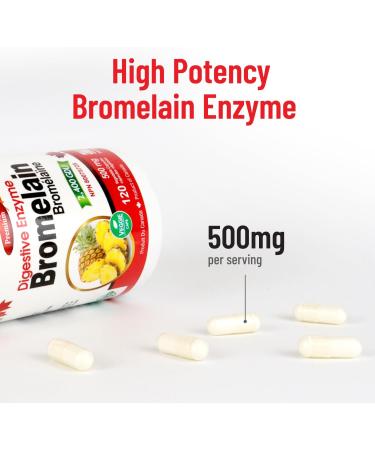 Nutridom Bromelain Digestive Enzyme Pineapple Supplements 120 Veggie Capsules 2400 GDU/g 500 mg Supports Healthy Digestion Non-GMO Vegan Free of Gluten Soy & Dairy (120 Count) - Buy Online on GoSupps.com