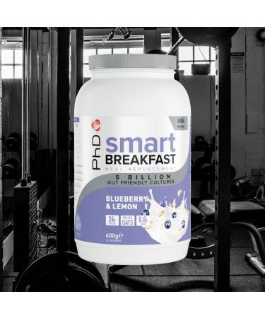 PhD Smart Breakfast Shake - High Protein, Essential Vitamins & Minerals, Probiotics - Blueberry & Lemon Flavor - 26g Protein - 10 Servings - Buy Online on GoSupps.com