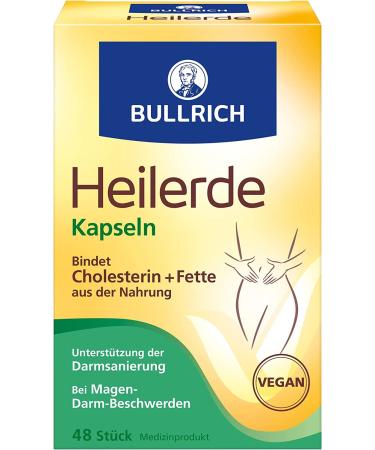 Bullrich Heil earth capsules |Relief of gastrointestinal complaints and support for intestinal renovation |Bind cholesterol + fats from the food |Vegan |48 pieces (1 pack) 48 pieces (1 Pack)