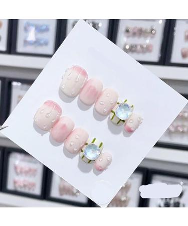 Handmade Long and Short Nail Patches for Artificial Nail Enhancement(Color:19567 Size:XS)