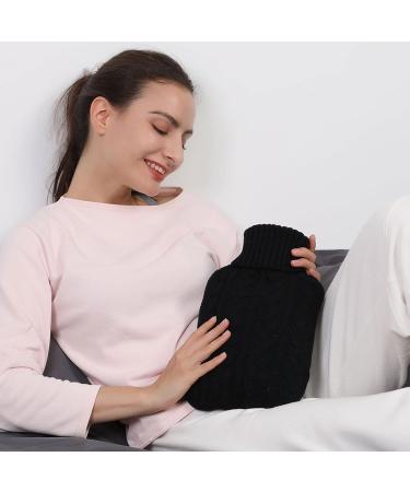 2L Hot Water Bottle with Knitted Cover - Hot/Cold Compress for Pain Relief - Black - Buy Online on GoSupps.com