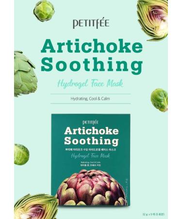Petitfee Artichoke Soothing Hydrogel Face Mask - 5 Sheets, 1.12 oz Each | Hydrate & Soothe Skin - Buy Online on GoSupps.com