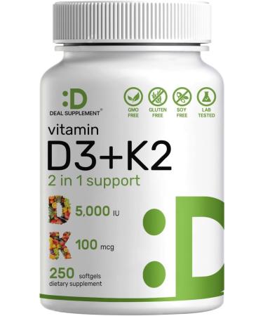 Magnesium Glycinate 500mg Veggie Capsules & Vitamin D3 5 000iu + K2 100mcg Softgels Bundle Easily Absorbed Chelated Mineral D & K Essential Sunshine Vitamins - Buy Online on GoSupps.com