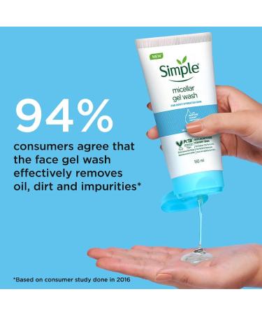 Sim._.ple Water Boost Micellar Facial Wash 150ml | 100% Soap-Free | Hydrating Facewash for Normal to Dry Skin - Dewy Glow - Buy Online on GoSupps.com