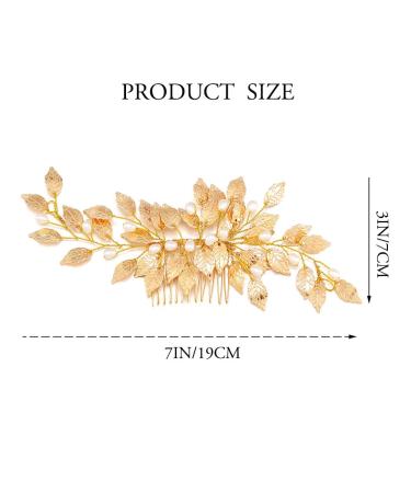 Gorais Leaf Bride Wedding Hair Comb - Gold Bridal Hair Piece with Pearl Accents for Women and Girls - Buy Online on GoSupps.com