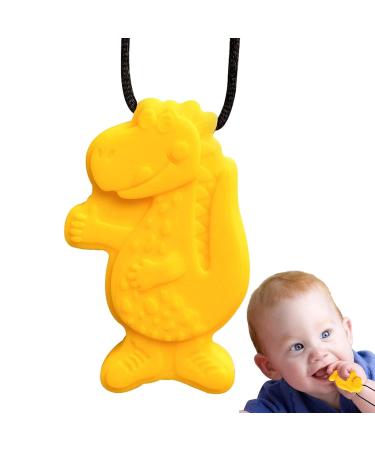 Buy Sensory Chewing Chain - Silicone Dinosaur Necklace for Children | Kieletzeugen Oral Motor Chew Toy Qihuyi Yellow - Buy Online on GoSupps.com