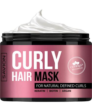 Savion Hair Mask for Curly Hair - Hair Treatment for Damaged or Frizzy Curls - Moisturize & Anti Freeze Curl Cream - CUTIFLEX5 Complex with Natural Keratin Protein  Biotin  and Collagen  Argan Oil Curly Hair Mask