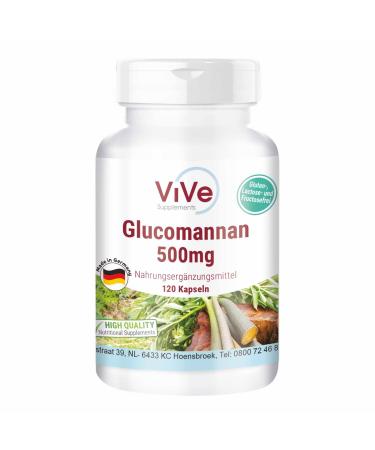 Glucomannan 500mg - 120 vegan capsules made of konjac root extract - natural source fiber |Quality from Germany from Vive Supplements - Buy Online on GoSupps.com