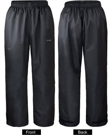 iCreek Men's Rain Pants Waterproof Breathable Windproof - Black Large/30 Inseam - Buy Online on GoSupps.com