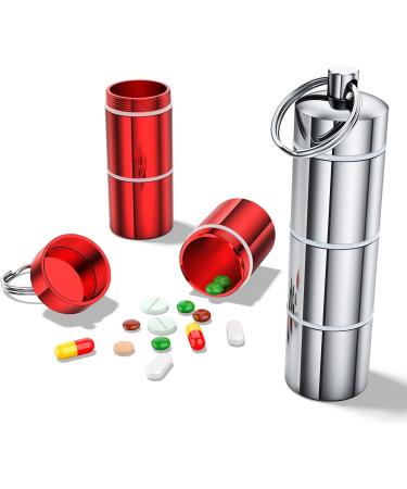 3-Pack Portable Pill Box Keychain - Waterproof Aluminium Alloy Mini Case for Pills - Compact Pill Organizer for Outdoor Travel - Men and Women - Buy Online on GoSupps.com