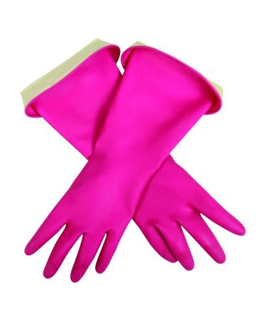 Casabella Premium Waterblock Reusable Household Cleaning Gloves, Medium, Pink Medium (Pack of 1)