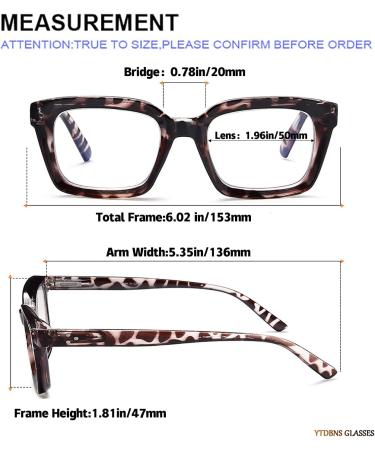 2 Pairs Oversized Retro Blue Light Blocking Reading Glasses 2.75 for Women & Men - Square Style Oprah Readers in Purple & Leopard Print - Buy Online on GoSupps.com