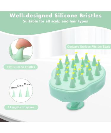 Hience Scalp Massage Brush Set - 2 Pcs Hair Growth & Anti-Dandruff Shampoo Brush | Eco-Friendly Wheat Straw & Soft Silicone Bristles | Mint Green & Beige - Buy Online on GoSupps.com