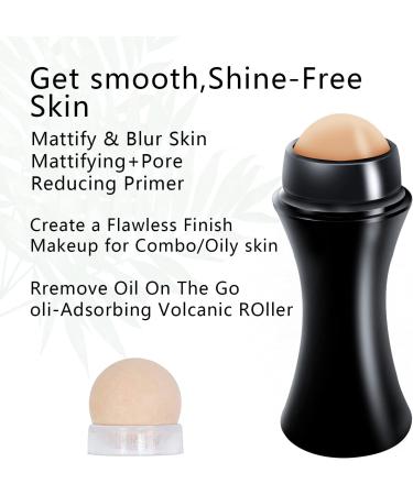 Oil-Absorbing Volcanic Face Roller | Reusable Skin Care Tool for Oil Control | Black Set for Makeup and Massage | Female Girls Beauty Accessory - Buy Online on GoSupps.com