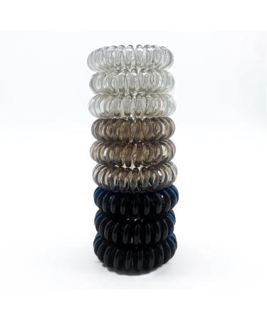 Urbane Corner : Sophisticated Set of 9 Telephone Hair Coils Spiral Hair ties for women in Classic Tones of Ebony Silver and Ivory or (black gray and brown) - Buy Online on GoSupps.com