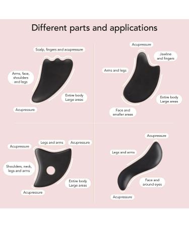 Gua Sha Facial Tools Set of 4 - Premium Bian Stone for Glowing Skin Anti-Aging Massage & Face Lifting Kit for Men & Women - International Shipping Available - Buy Online on GoSupps.com
