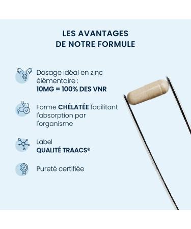 Zinc Bisglycinate - 60 Capsules - Immune System Skin and Vision - Chelated Form for Maximum Bioavailability - 10mg per capsule - 100% Vegan and No Additives - Dynveo - Buy Online on GoSupps.com