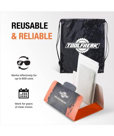 ToolFreak Anti Fog Lens Cloth 2 Pack - Prevents Fogging on Glasses Cameras & Mirrors for 74 Hours - Reusable Safe Odourless Includes Drawstring Bag - Buy Online on GoSupps.com