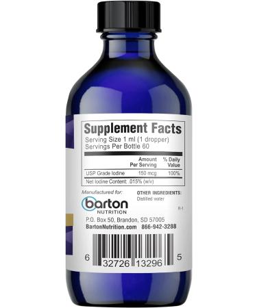 Barton Nutrition NeuroMetabolic Iodine - Liquid Supplement for Metabolic & Cognitive Support - 4oz Iodine Drops in Distilled Water - Thyroid Support for Men & Women - Buy Online on GoSupps.com