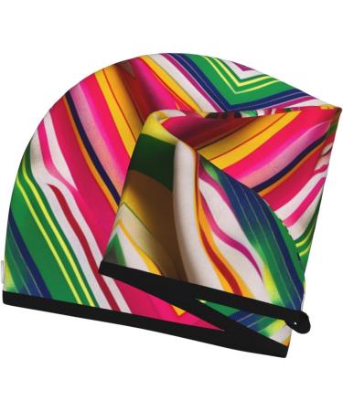 Rainbow Stripe Coral Velvet Dry Hair Cap | Anti-Frizz Cap for Curly Long & Thick Hair - International Shipping - Buy Online on GoSupps.com