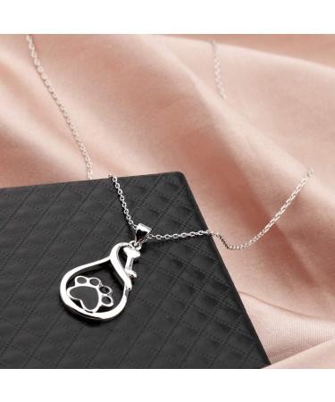 Dog Paw Necklace Dog Mom Gift Puppy Dog Cat Pet Paw Print Pendent Necklace Dog Remembrance Pet Loss Memorial Gift for Dog Mom Cat Mom footprint N - Buy Online on GoSupps.com