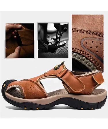 VISIONREAST Men's Leather Hiking Sandals | Waterproof Athletic Sports Shoes | Closed Toe Water Sandals - Size 12 | Brown - Buy Online on GoSupps.com