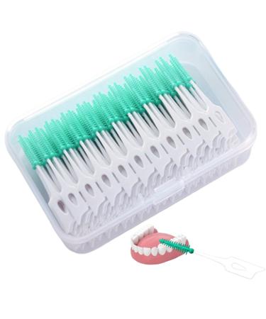 160pcs interdental brush versatile polyvinyl toothed teeth brushwins portable disposable -toothpick cleaning brush teeth (green)