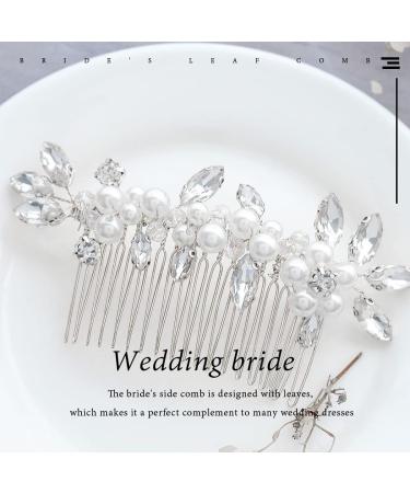 Brishow Silver Rhinestone Wedding Hair Comb with Pearl - Bridal Hair Accessories for Women and Girls - Buy Online on GoSupps.com