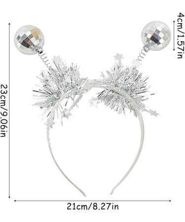 Headband Silver Ball Hair Loop Glitter Ball Headband Double Mini Disco Balls Accessories Vintage Headband for Women Girls 1 Silver Ball - Buy Online on GoSupps.com
