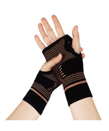 Fhmidic Copper Wrist Compression Sleeve Copper Infused Wrist & Hand Compression Sleeve Brace for Improve Circulation Relieve Wrist Discomfort Tendonitis Sprains Sports Gym Workout Small