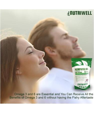 Hemp Seed Oil 1000mg 120 Softgels Capsules | High Strength Omega 3 & 6 Supplement | Made in UK by Nutri Well - Buy Online on GoSupps.com