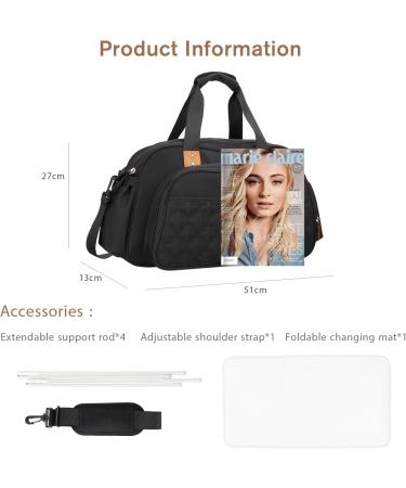 SONARIN Convertible Baby Changing Bag with Folding Crib - Waterproof Large Capacity Travel Diaper Bag (Black) - Buy Online on GoSupps.com