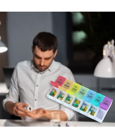 Portable Weekly Pill Dispenser & Organizer with Detachable Pill Box - 2 Times a Day Reminder for Vitamins/Fish Oil - Easy-to-Carry Pill Case - Buy Online on GoSupps.com