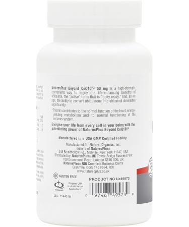 NaturesPlus Beyond CoQ10 50 mg - 60 Softgels | High-Strength Ubiquinol for Overall Well-Being | International Shipping Available - Buy Online on GoSupps.com