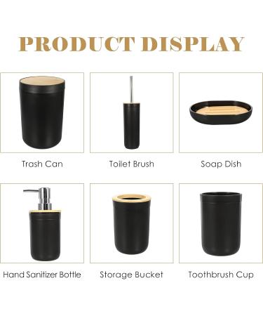 LUOZZY Bathroom Essentials Set - Black Trash Can, Toothbrush Cup, Hand Sanitizer Bottle - Buy Online on GoSupps.com
