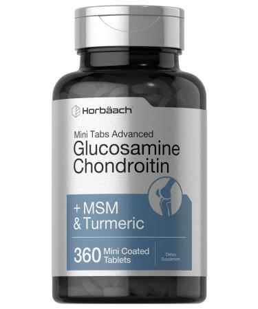 Advanced Glucosamine Chondroitin MSM Plus Turmeric | 360 Mini Coated Tablets | Non-GMO and Gluten Free Supplement | by Horbaach - Buy Online on GoSupps.com
