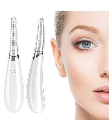 Eyelash Curler Portable Electric Automatic Eyelash Curler Tools (with LED Lights) Heated Eyelash Curler Eyelash Curling Comb Set Best Gift for Girls (White)3 EC-004